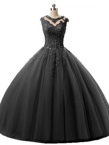 vestidos de baile dulce 16 vestido negro pala tul sin mangas hasta el suelo con cordones