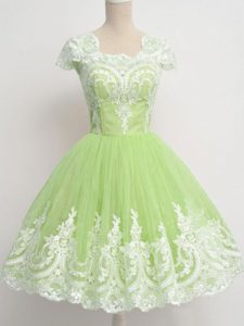 cremallera verde amarillo encaje cuadrado vestido de fiesta de bodas tul mangas