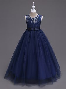 vestido sin mangas azul marino del desfile del niño de la cremallera de Tulle para el banquete de boda