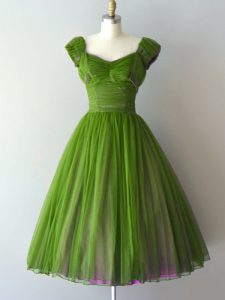 mangas casquillo verde vestido de fiesta de boda con cremallera