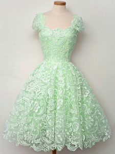 correas mangas casquillo con cordones vestido de fiesta de bodas manzana verde encaje