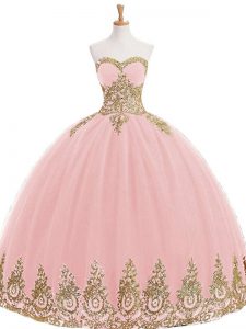 En la venta piso longitud baby pink vestidos de quinceañera sweetheart sin mangas con cordones