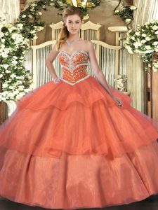 vestidos de bola dulce 16 vestidos naranja rojo tul de novia sin mangas hasta el suelo con cordones