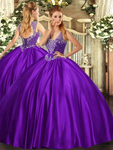 Vintage tirantes sin mangas con cordones dulce 16 vestidos de satén púrpura