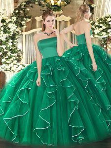 Cremallera verde muy oscuro dulce 16 vestidos volantes sin mangas