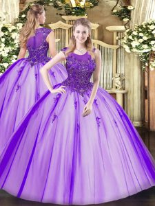Espectacular cremallera de tul púrpura cucharada sin mangas hasta el suelo sweet 16 vestido de abalorios