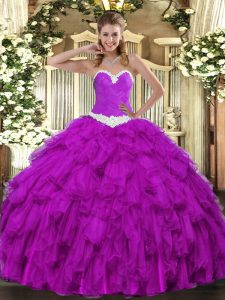 Piso más popular longitud púrpura dulce 16 vestidos sin mangas cordón con cordones