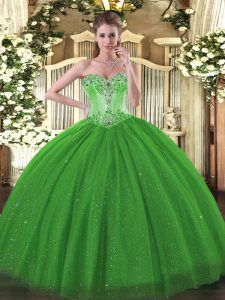 Elegante rebordear sin mangas hasta el suelo con cordones hasta 16 vestidos con verde