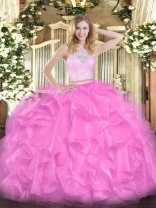 vestido de quinceañera con cremallera de organza rosa rosa sin mangas para bola militar y dulce 16 y quinceañera