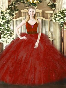 vestidos de bola de la longitud del piso sin mangas vino rojo dulce 16 cremallera del vestido