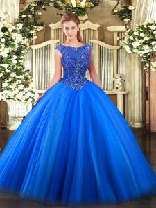 Vestido de quinceañera con cremallera ideal para el piso, azul royal para el dulce 16 y quinceañera con apliques y apliques
