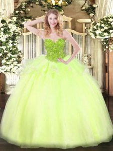 amarillo verde con cordones de novia rebordear membrillo vestidos de bola organza sin mangas