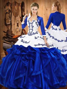 Vestidos de fiesta 15 vestidos de quinceañera satén azul sin tirantes y organza sin mangas hasta el suelo