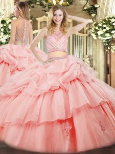 Cautivante vestidos de bola dulce 16 vestido rosa hasta el suelo con cremallera