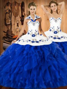 Tropezón Avispón vegetariano vestido de 15 años azul con blanco | new quinceanera dresses