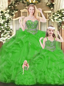 Vestidos de fiesta hasta el suelo sin mangas con mejores ventas vestido de quinceañera verde con cordones