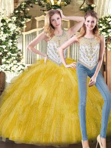 Palabra de longitud vestidos de bola sin mangas amarillo quinceañera vestidos de cremallera