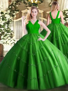 cremallera verde dulce 16 vestido de quinceañera rebordear sin mangas piso longitud