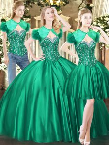 Sofá sofisticado sin mangas con cordones vestido de fiesta vestido de fiesta de tul verde