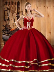 bordado membrillo vestidos de bola rojo hasta longitud sin mangas piso