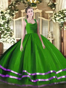 vestidos de bola vestidos de quinceañera correas verdes organza longitud del piso sin mangas cremallera