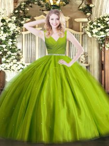 Precio bajo piso de longitud vestidos de bola sin mangas verde oliva dulce 16 vestido de cremallera
