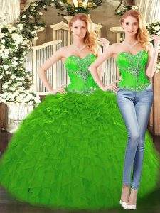 Vestido de novia verde con cordones y volantes vestidos de quinceañera sin mangas