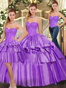 Berenjena púrpura organza sin mangas con cordones vestidos de quinceañera para bola militar y dulce 16 y quinceañera