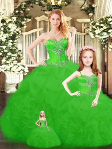 Exquisito piso largo de membrillo verde vestidos de novia cariño sin mangas hasta