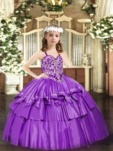 Vestidos de fiesta lilas con cuentas y volantes capas niños ropa formal con cordones longitud del piso sin mangas