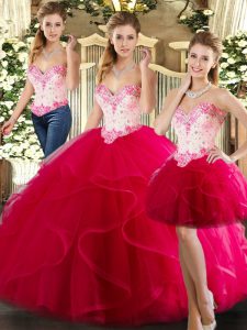 cariño sin mangas con cordones dulce 16 vestidos de organza rosa