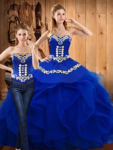 vestidos de bola dulce 16 vestido azul amor satén y organza longitud del piso sin mangas con cordones