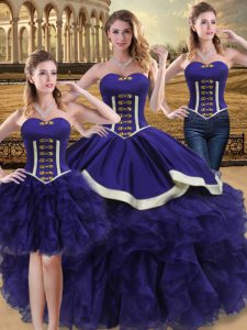 A la venta cariño sin mangas con cordones vestido de quinceañera organza púrpura
