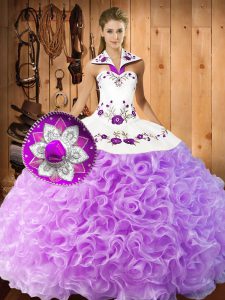 Ideal lila vestidos de bola con tela enrollables sin mangas sin mangas bordado hasta el suelo longitud encaje dulce 16 vestidos