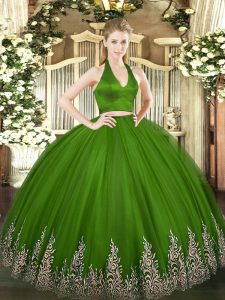 Palabra de longitud verde vestido de fiesta vestido de fiesta sin mangas con cremallera sin mangas