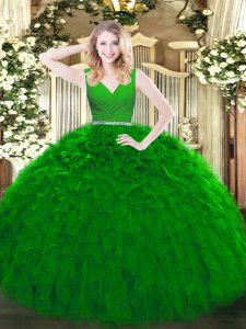 Admirables vestidos de gala 15 vestidos de quinceañera verde con cuello y mangas hasta el suelo con cremallera