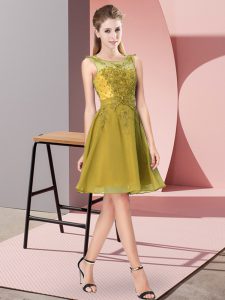 Longitud de la rodilla vintage verde oliva damas vestido escote sin mangas con cremallera