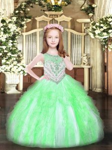 Palabra de longitud manzana verde niñas vestido de desfile al por mayor sin mangas cremallera