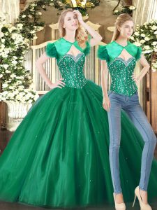Sin mangas hasta el suelo con cuentas y cordones vestido de fiesta vestido de fiesta con verde