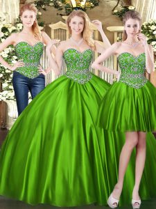 vestido de fiesta verde sin mangas con cordones de novia con cordones y abalorios