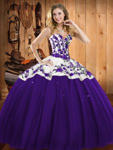 Descuento piso de longitud vestidos de bola sin mangas púrpura vestidos de quinceañera con cordones