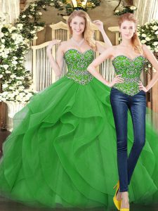 Gratis y fácil vestido de novia sin mangas con cordones y 15 quinceañeras de tul verde