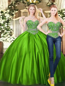 Colorido sin mangas verde hasta el suelo con cuentas hasta 15 vestidos de quinceañera