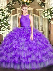 Piso longitud berenjena púrpura dulce 16 vestidos primicia sin mangas con cremallera