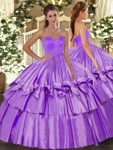 Dulce novia sin mangas con cordones dulce 16 vestido de quinceañera lila tafetán