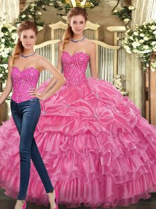 A la venta vestido rosa con 15 cumpleaños, bola militar y dulce 16 y quinceañera con abalorios y volantes sin mangas con cordones.