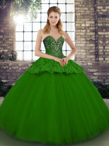 Vestido largo de novia sin mangas vestido de fiesta vestido de fiesta hasta el suelo con cuentas y apliques de tul verde