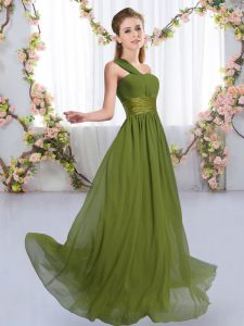 Elegante piso largo con cordones de quinceañera vestidos de verde oliva para banquete de boda con pliegues