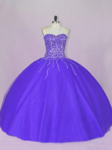 Noble largo del piso con cordones hasta 15 cumpleaños vestido azul y púrpura para dulce 16 y quinceañera con abalorios