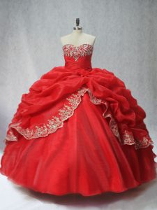 Palabra de longitud vestidos de bola sin mangas vestido de fiesta vestido de fiesta rojo ata para arriba
